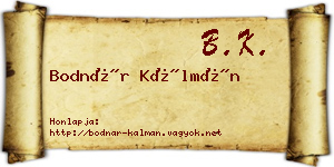 Bodnár Kálmán névjegykártya